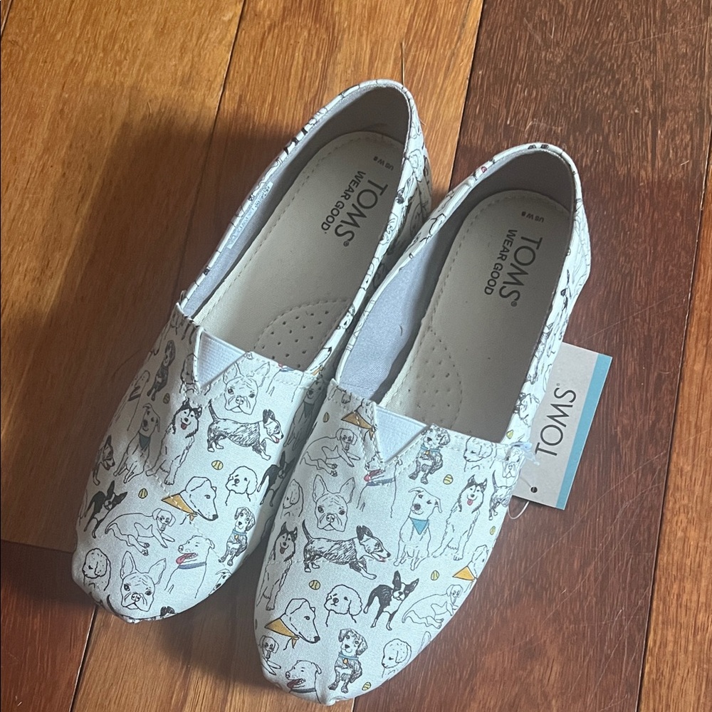 TOMS Slip On Dog Print Shoes